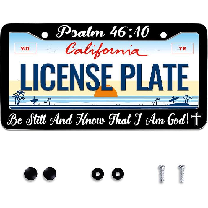 Psalm 46:10 Be Still And Know That I Am God License Plate Frame Jesus Christianity Stainless Steel For Car Decorative Parts License Plate For