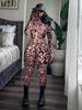 Leopard Print Zipper Jumpsuit - Trendy Euro-American Fashion for Women