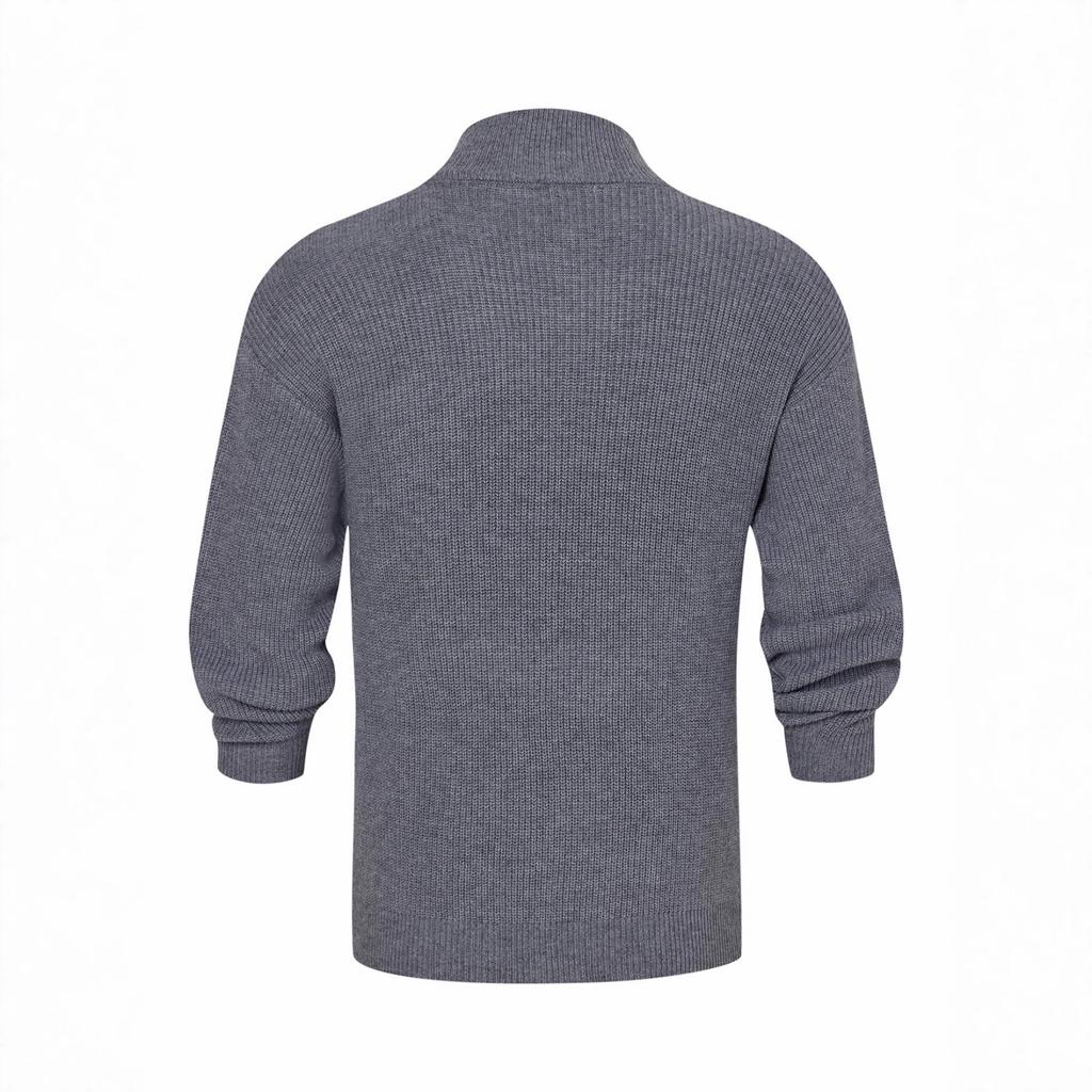 Men's Casual Solid-color Warm And Form-fitting Base Layer, Men's Semi-zipper High-neck With A Knitted Sweaeter Inside