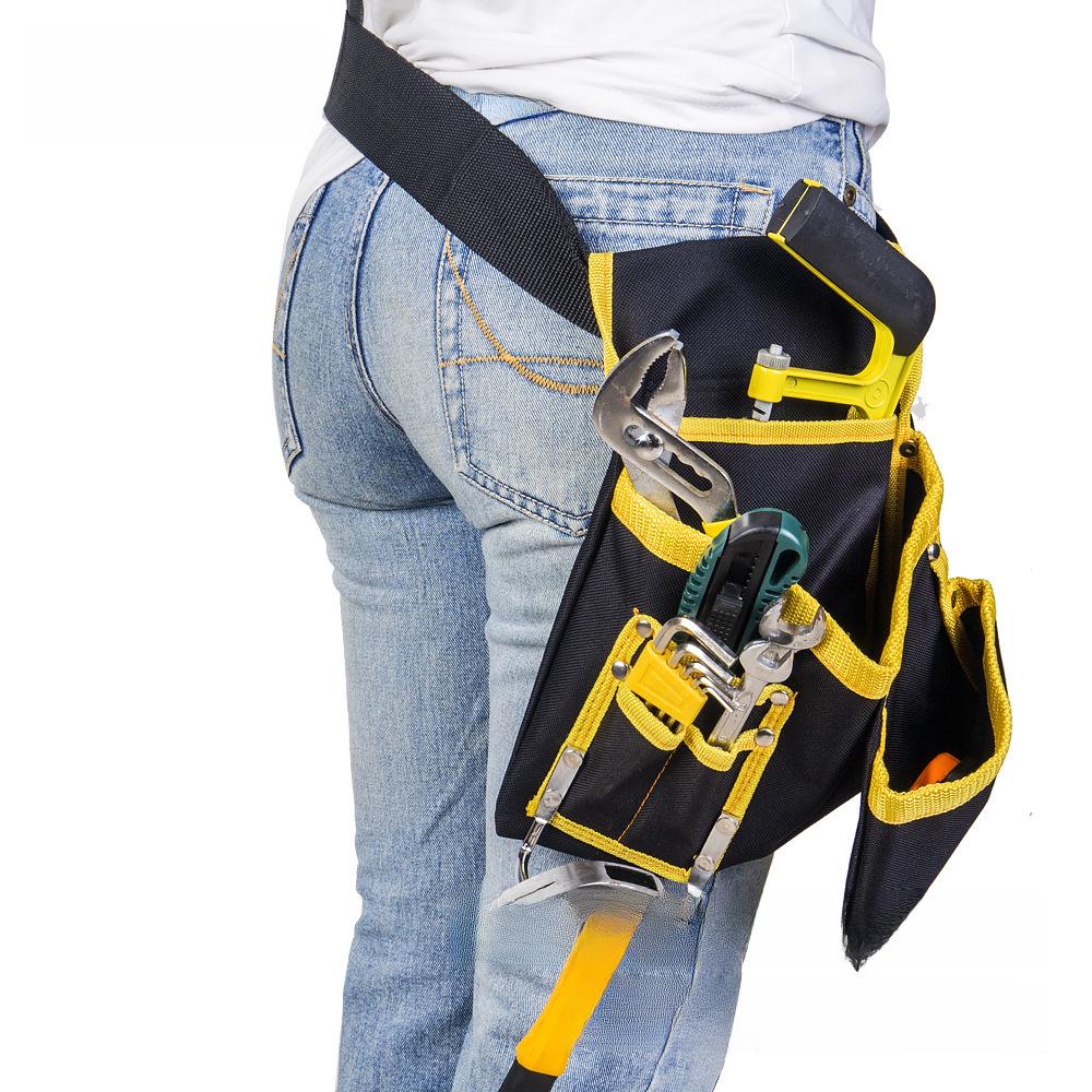 Сумка для инструментов электриков из износостойкой ткани Оксфорд желтого и черного цвета с двойным поясом