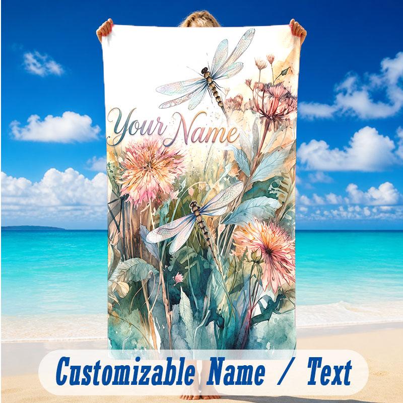 Dragon Phoenix Theme Beach Towel Personalized Custom Name & Text Soft Quick Dry Beach Towel for Swimming Travel