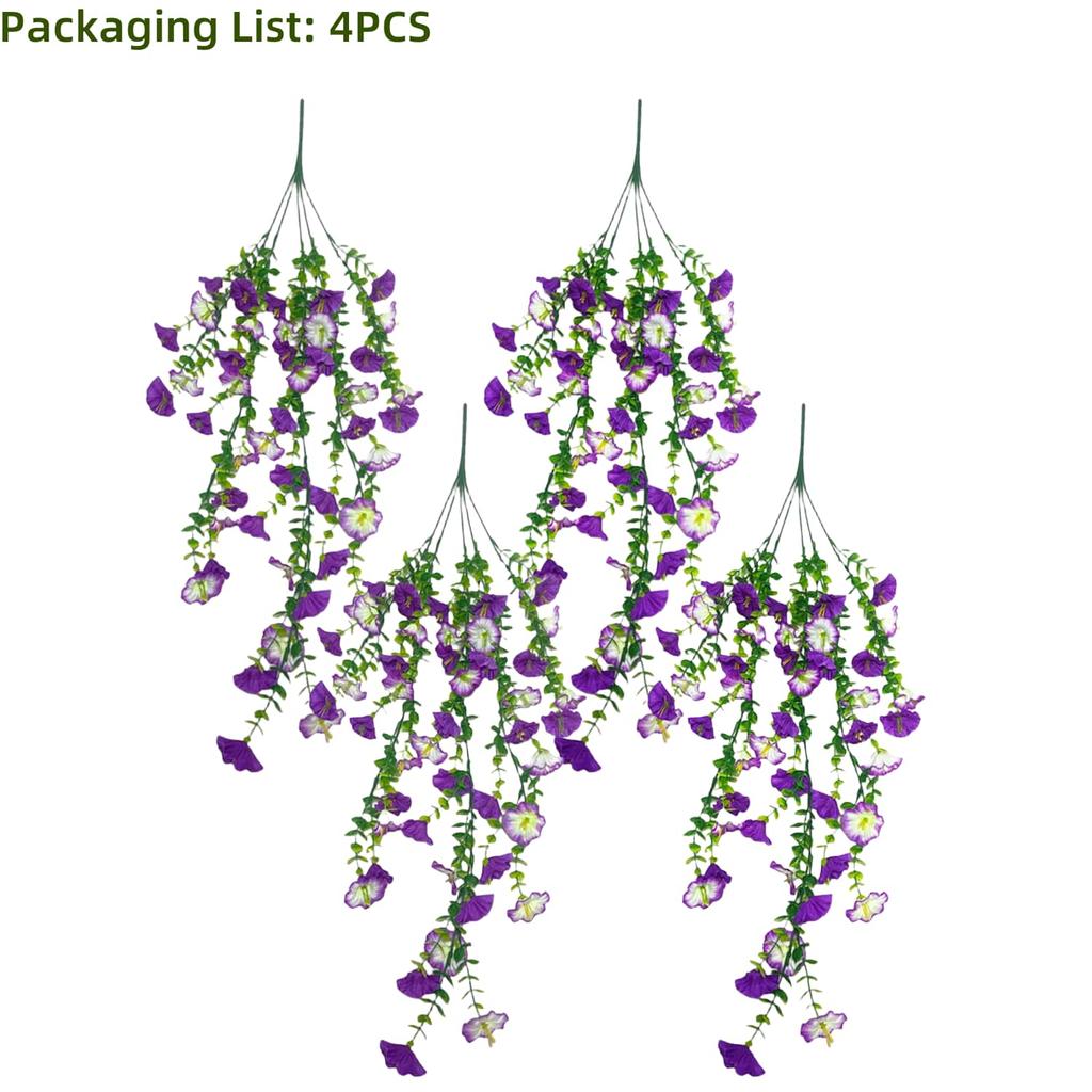 4PCS Hanging Artificial flowers -Eucalyptus Leaves Floral - Fake flowers Indoor/Outdoor Decor Garden -  Durable Plastic Florals