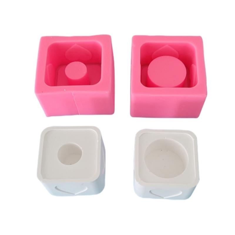 Candle Holder Silicone Molds DIY Castings Moulds Square Candlesticks Resins Molds for Candle Holder Table Decorations