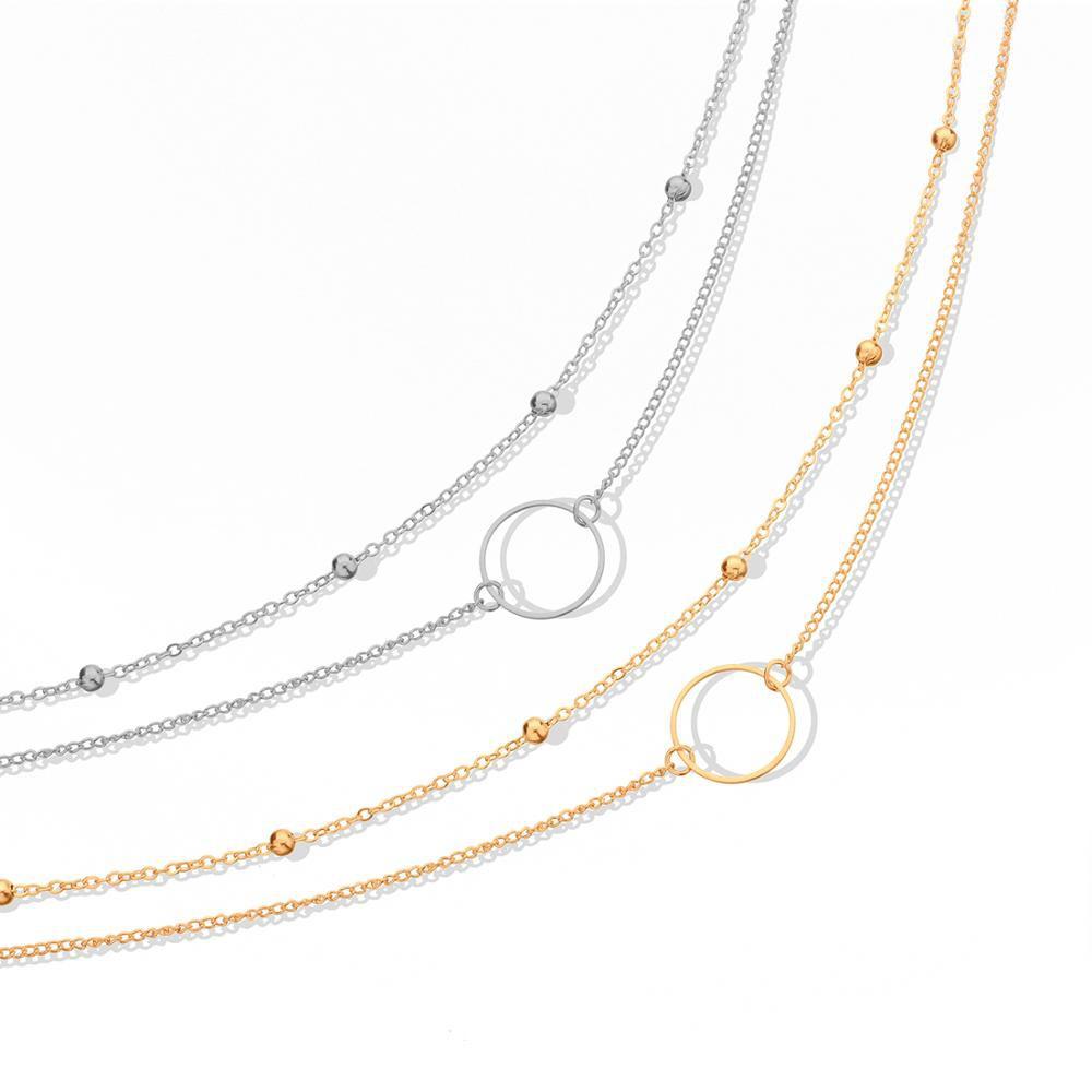 Modern Choker Necklace Women Two Layers Round Necklaces Gold Color Necklace Choker Neck Fashion Jewelry