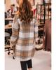 Azura Exchange Khaki Plus Size Plaid Chest Pockets Long Shacket