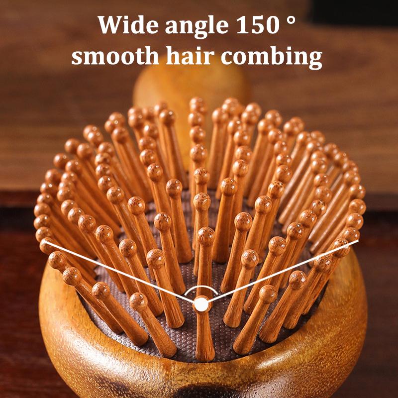 Double Sided Sandalwood Air Bag Comb Anti Static Scalp Massage Wood Comb Head Blood Circulation Nose Comb Brush Curly Hair