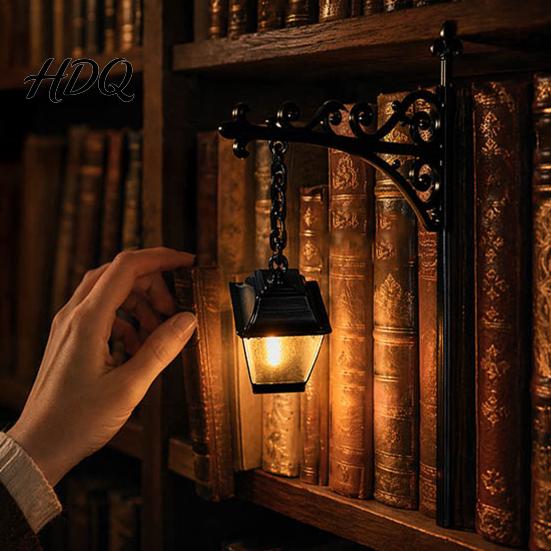 Ретро настольная лампа для библиотеки 3D-печатная лампа-призрак для книжной полки Теплая светодиодная лампа с винтажным уличным стилем Декоративный элемент для полки Силуэт Декоративная книга