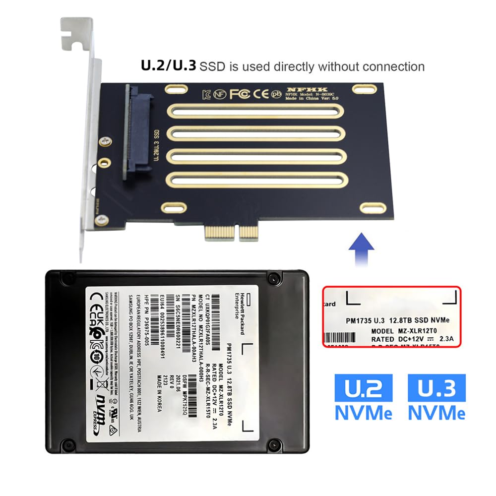 Xiwai Адаптер-хост PCIe X1 для материнской платы PM1735 с NVMe PCIe SSD 4.0 U.2 U.3 SFF-8639