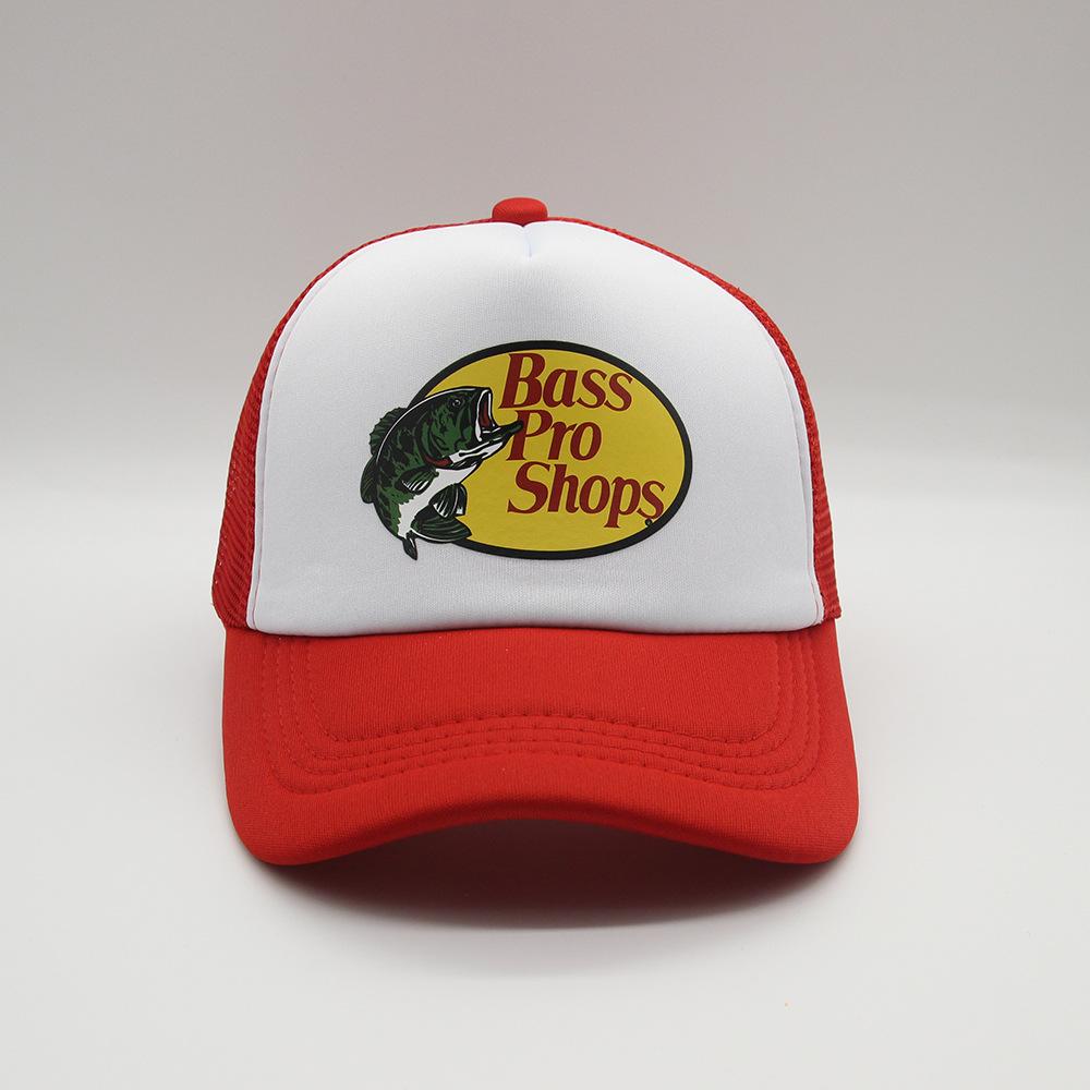 Пестрая рыболовная кепка Bass Pro Shops Летняя уличная защита от солнца Повседневная бейсболка Кепка дальнобойщика Полиэфирное волокно круглая вершина Бен...