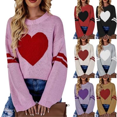 Женский свободный повседневный свитер с круглым вырезом и длинными рукавами, модный свитер с длинными рукавами