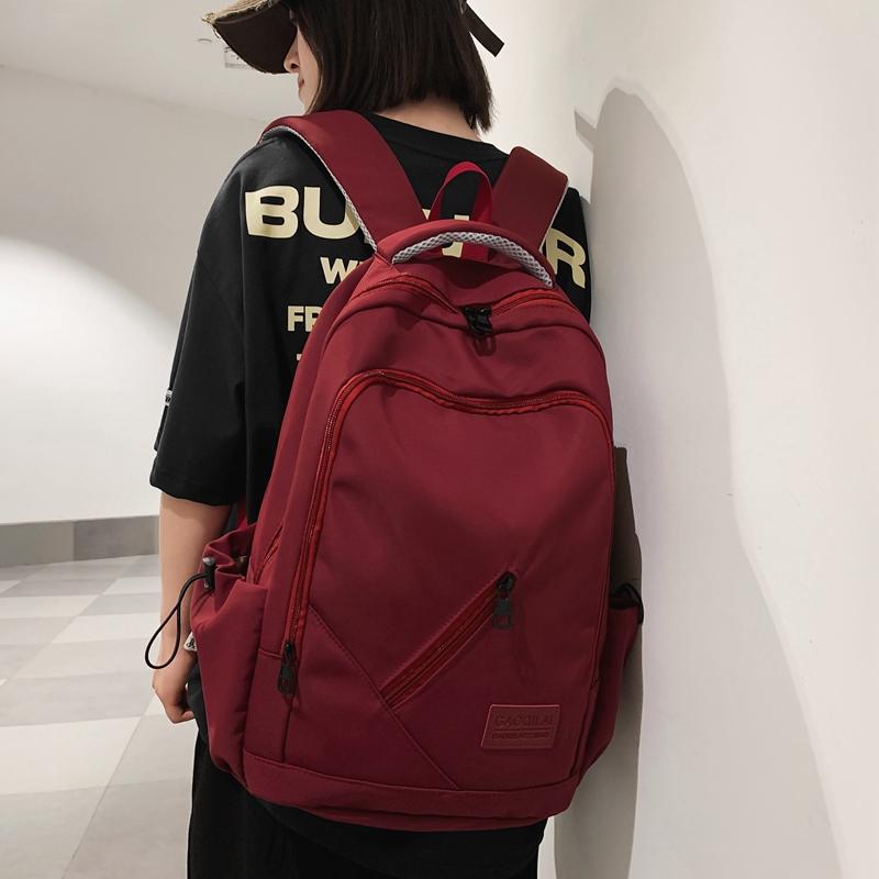 Male Solid Color Backpack Student Schoolbag Large Capacity Female Backpack