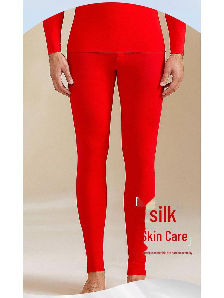 2024 Мужские термолеггинсы из немецкого кашемира и шелка — с начесом, теплая внутренняя одежда для осени и зимы