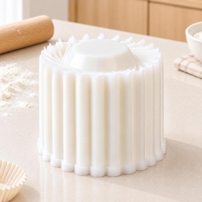 Detachable Mooncakes Molds with Manual Press Operation, Double Ended, Reversible Scalloped & Spirals Edges for Homemades Pastry Shaping Projects