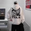 Мужская свободная толстовка с капюшоном в гонконгском стиле 2024 года - Модный принт с буквами, универсальная куртка на весну/осень