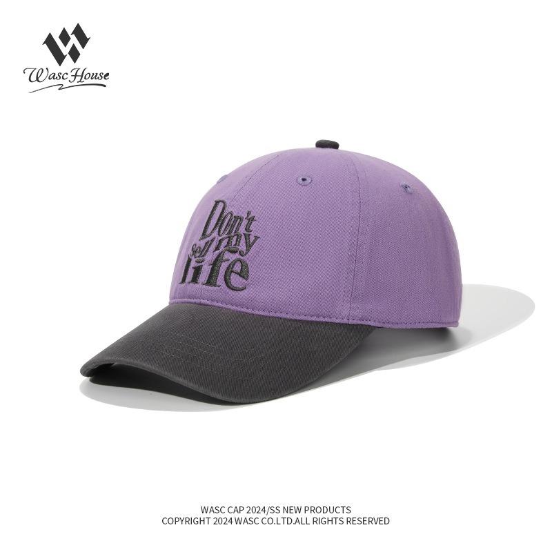 Trendy baseball cap, male and female alphabet embroidery color matching soft top cap, couple sunshade curved brim hat