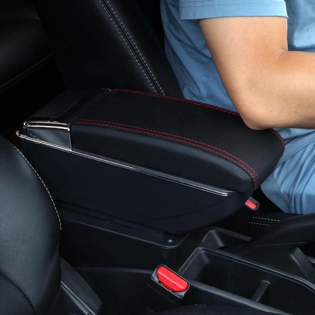 Подлокотник для автомобиля, двухслойная центральная консоль, большой ящик для хранения, черный, с красной строчкой для Corsa CorsaD 2006-2014
