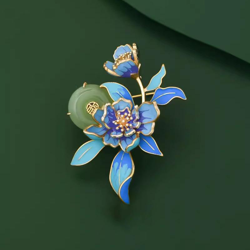 Chinese Style Enamel Color Peony Brooch High-End Female Personality Brooch Exquisite Cheongsam Hanfu Accessories Pin