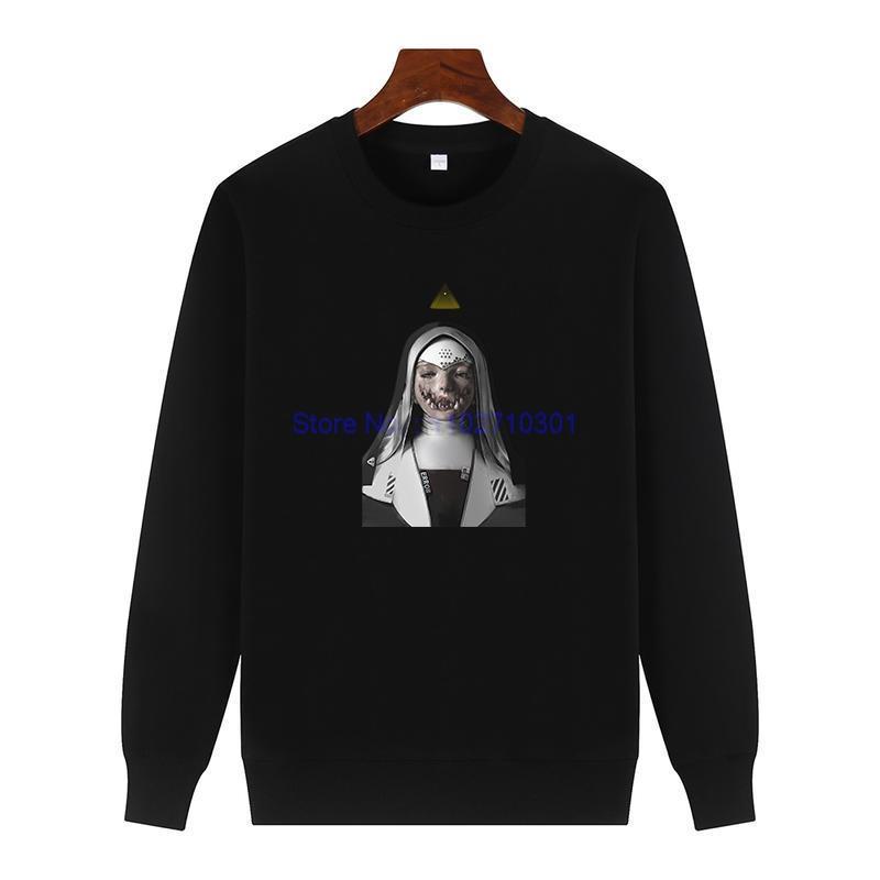 Demonic Nun Nonne Religieuse Horror Monster Goth Gothic Graphic Sweatshirts Round Neck Hoodie Cotton Thick Sweater Hoodie