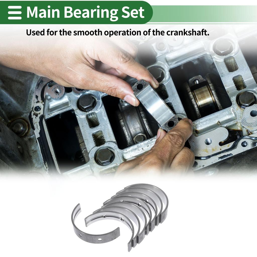 Motoforti Compatible with Toyota Tundra 2005-2014 Engine Crankshaft Main Bearing Metal Silver Tone Set of 8