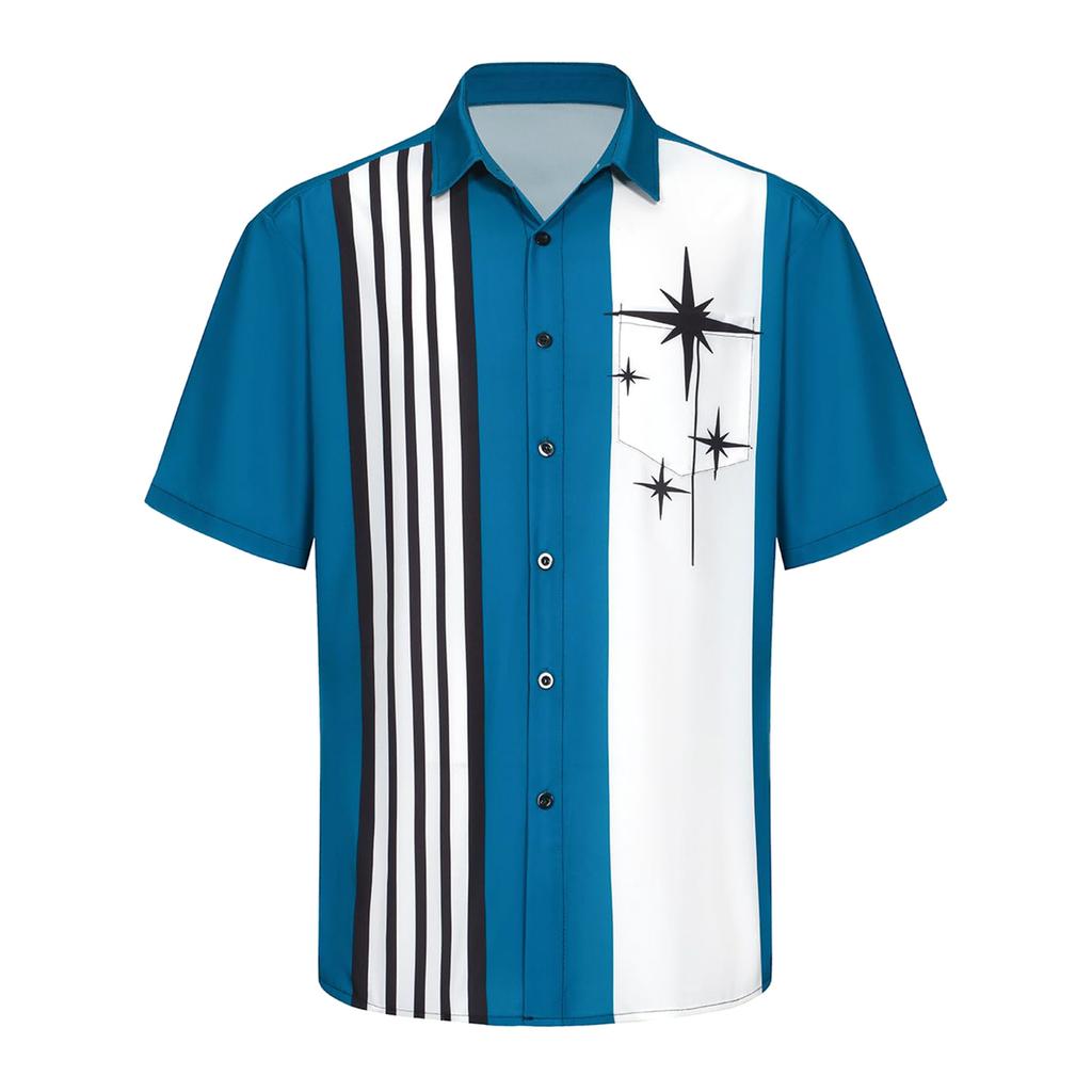 Hawaiian Shirt For Men, Men's Vintage Button Down Bowling Shirts Short Sleeve Summer Beach Shirt
