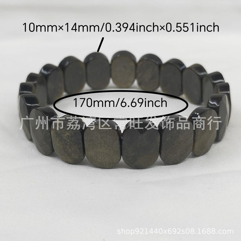 Энергетический браслет из граненого овала золотистого обсидиана для мужчин и женщин