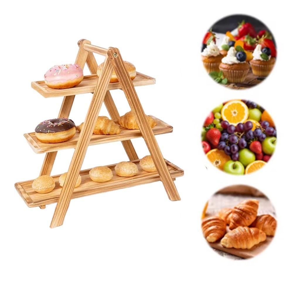 Wood Multilayer Dessert Stand Detachable Design Food Serving Tray Party Serving