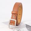 Womens Fashion Belt Matte Black PU Leather Waist Strap Alloy Pin Buckle 105cm Length 2-4cm Width Casual Commute