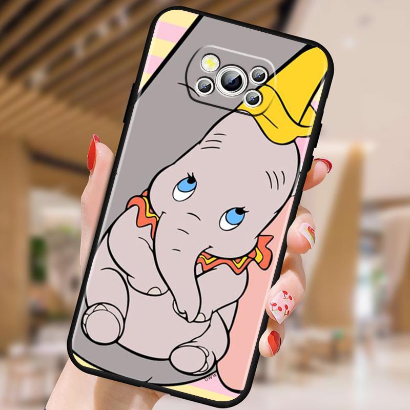 Cute Dumbo Cartoon For Xiaomi Mi Poco F5 F4 F3 F2 X5 X4 X3 M6 M5 M5S M4 M3 C40 Pro GT NFC 5G Black Cover Phone Case