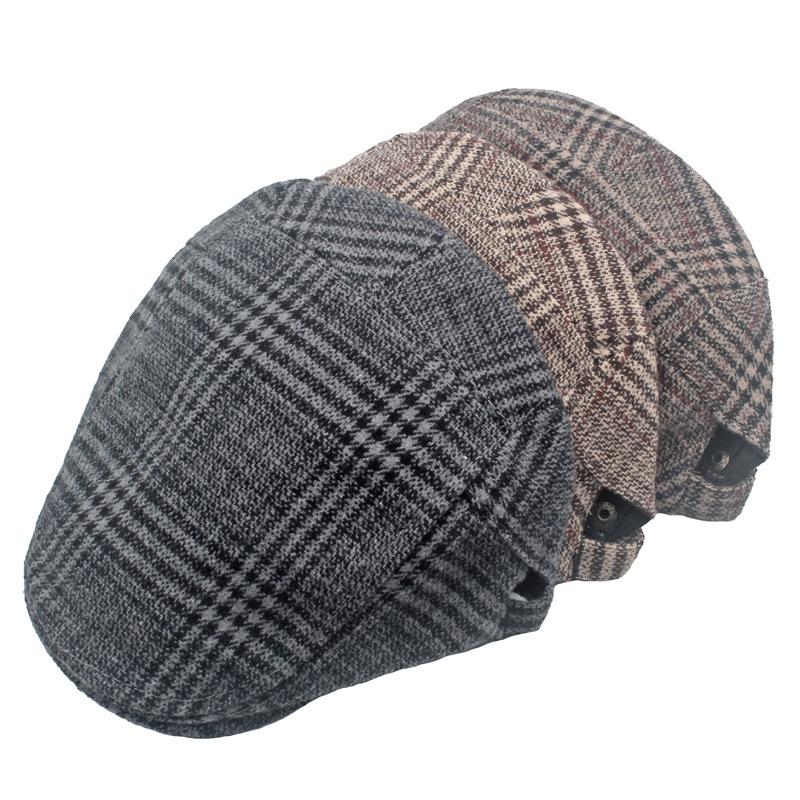 Клетчатый берет, мужская британская кепка, осенне-зимняя толстая теплая кепка, кепка газетчика