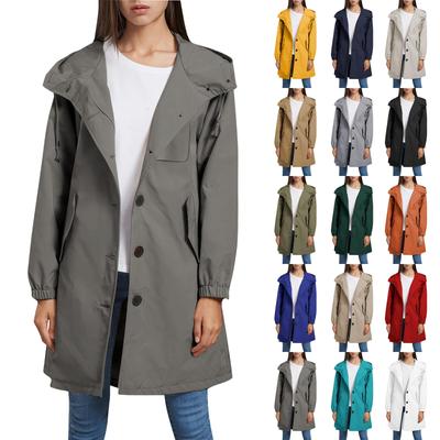 Женская однотонная полосатая дождевик на открытом воздухе плюс водонепроницаемый плащ с капюшоном ветрозащитный