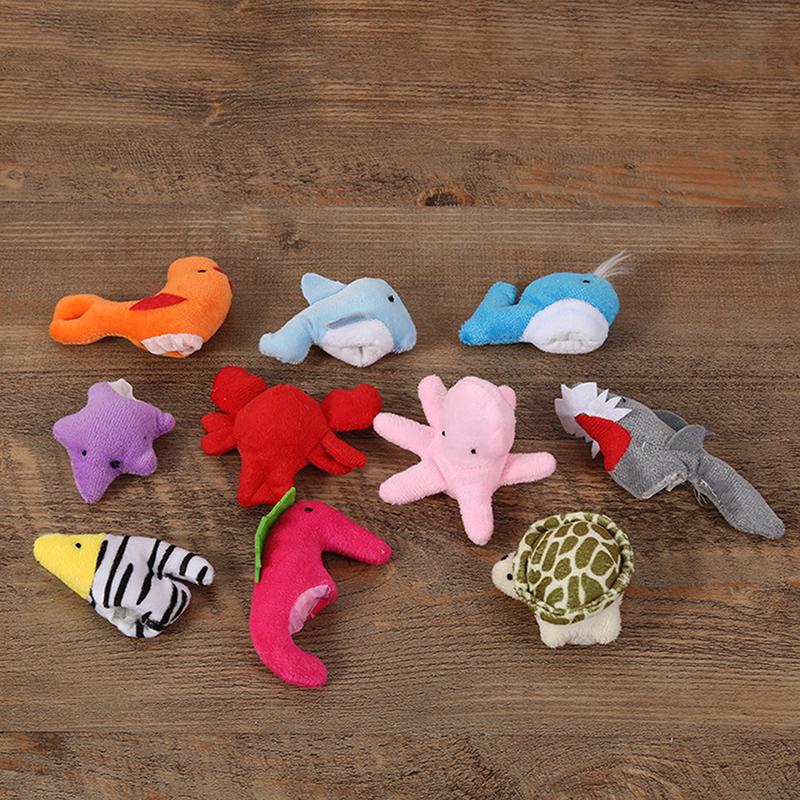 1 Set Role Play Tell Story Cloth Doll Educational Toy Cartoon Animal Family Finger Puppet Soft Plush Toys For Children Gift