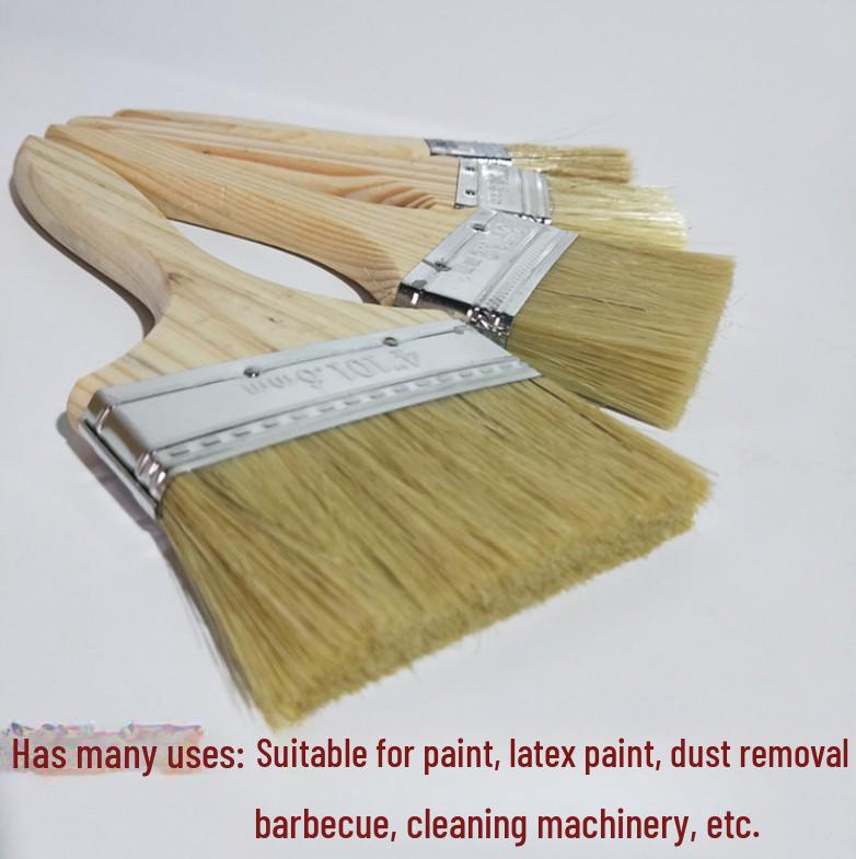 Waterproof Wooden Handle Brown Brush: Soft Bristles for Paint, Dust Removal, Cleaning, BBQ, Boat Sweeping, and Thickening Tasks.