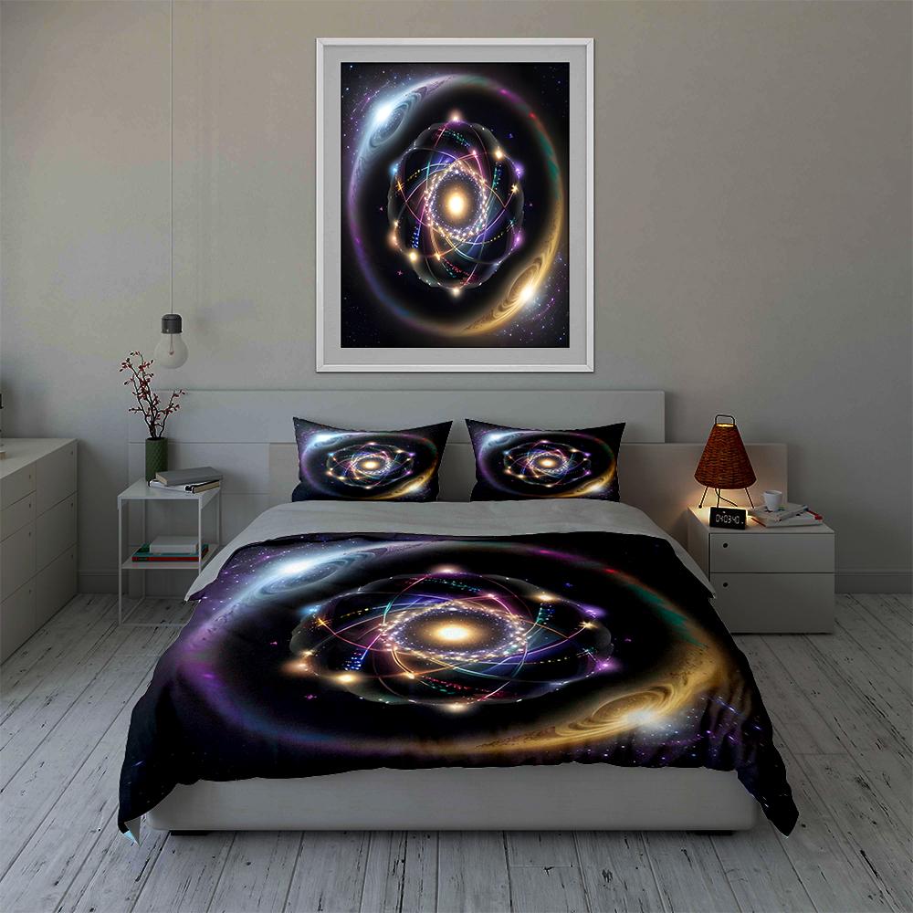 Glowing atomic galaxy. Bedding Duvet cover sets Duvet covers Pillowcases gifts (1 * Duvet Cover 2 * Pillowcases, without duvet insert)