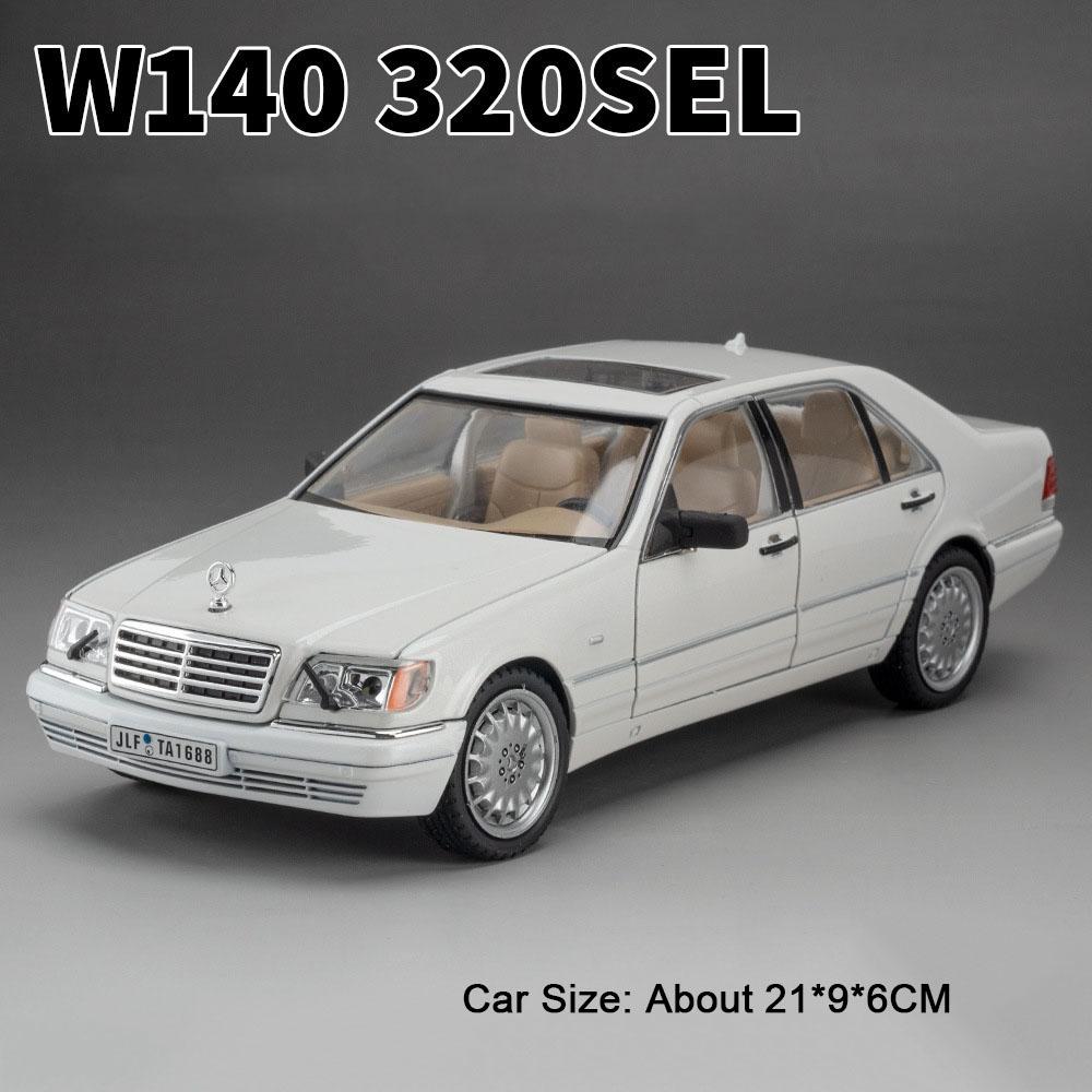 1:24 Модели W140 320sel 300sl Игрушки Литые машины Открывающиеся двери Со звуком и светом Инерционные Миниатюрные транспортные средства Коллекционные Модные подарки