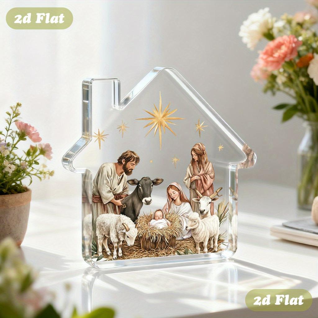 1 шт. Фигурка 'Хлев Стража' из акрила для Рождественской композиции - Религиозный орнамент 'Иисус Христос' для/ Рождества на улице, Дня Трех Королей и Адвента