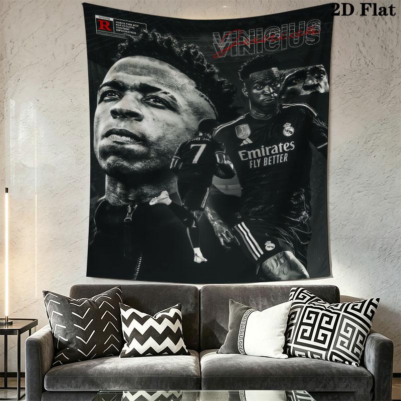 Vinicius Jr. Icon Wall Hanging Printed Fabric Blanket Decorative Tapestries for Bedroom Living Room Home Decor
