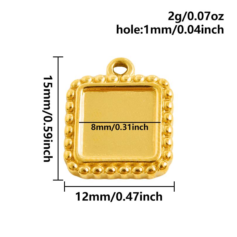 6pcs Heart Square Water Droplet Oval Cabochon Base Setting Pendant Stainless Steel Charms For Jewelry Making Bulk DIY Materials