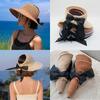 Summer Women Empty Top Hat Wide Brim Bowknot Straw Hats For Ladies Foldable Beach Sunscreen Cap