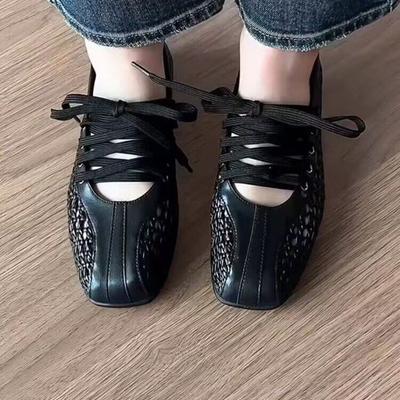 Версия из коровьей кожи~ Ретро плетеные балетки женская мода плетеные ажурные Мэри Джейн одинарные туфли смех маленькие кожаные туфли женский тренд