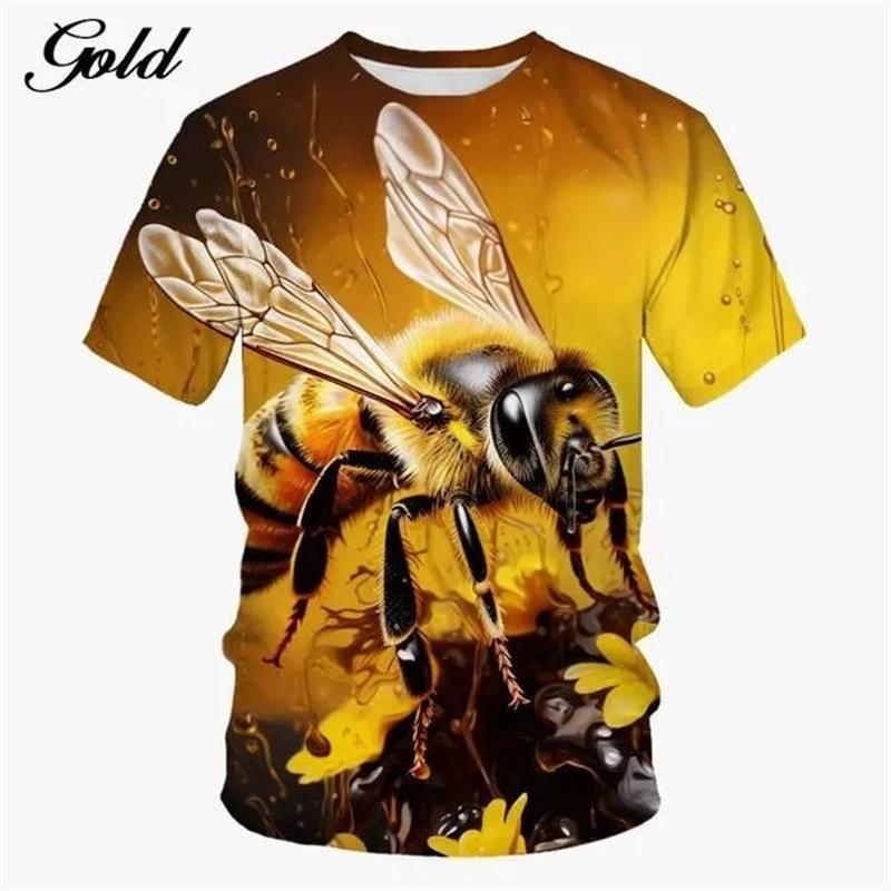 Men's T-Shirt 3D Printed Honeybee Pattern Tee Top Casual Round Neck Short Sleeve Men'swomen's Summer Comfort Breathable T-Shirt