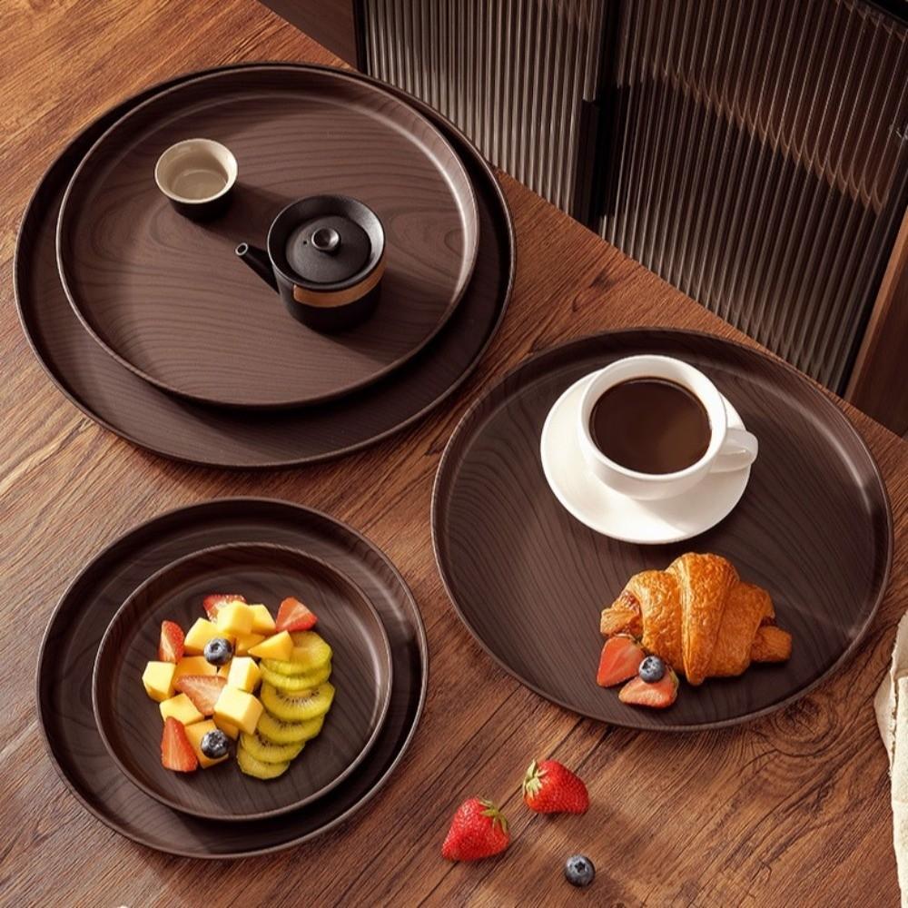20/26/32/38cm Imitation Wooden Serving Tray Handmade Food Tray Imitation Wooden Tray  Tea Serving