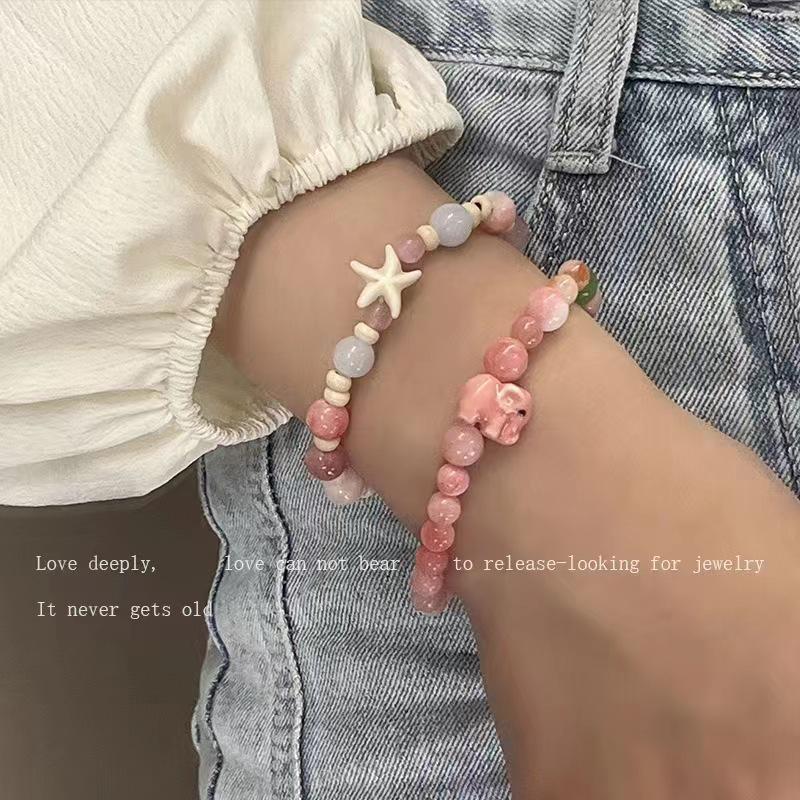 Браслет из керамических бусин Dopamine Pink Elephant для женщин: Уникальный, милый и универсальный дизайн, идеально подходящий для студентов и подруг.