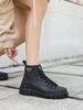 2024 Stylish Black Platform Women's Short Boots – Enhanced Height, Casual and Sporty Fit