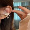 Роскошные Многослойные Клипсы для Ушей с Фианитами для Женщин Изысканные Сверкающие Хрустальные Каффы на Хрящ Уха Без Прокола Ювелирные Изделия