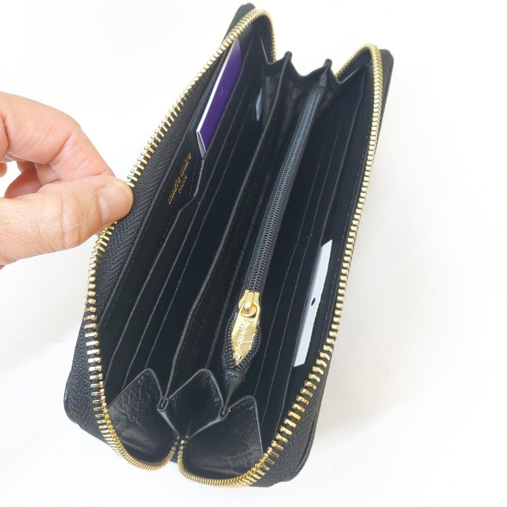 [Mari eclaire] Natural cowhide leather zipper women's long wallet/light and soft leather/good storage capacity