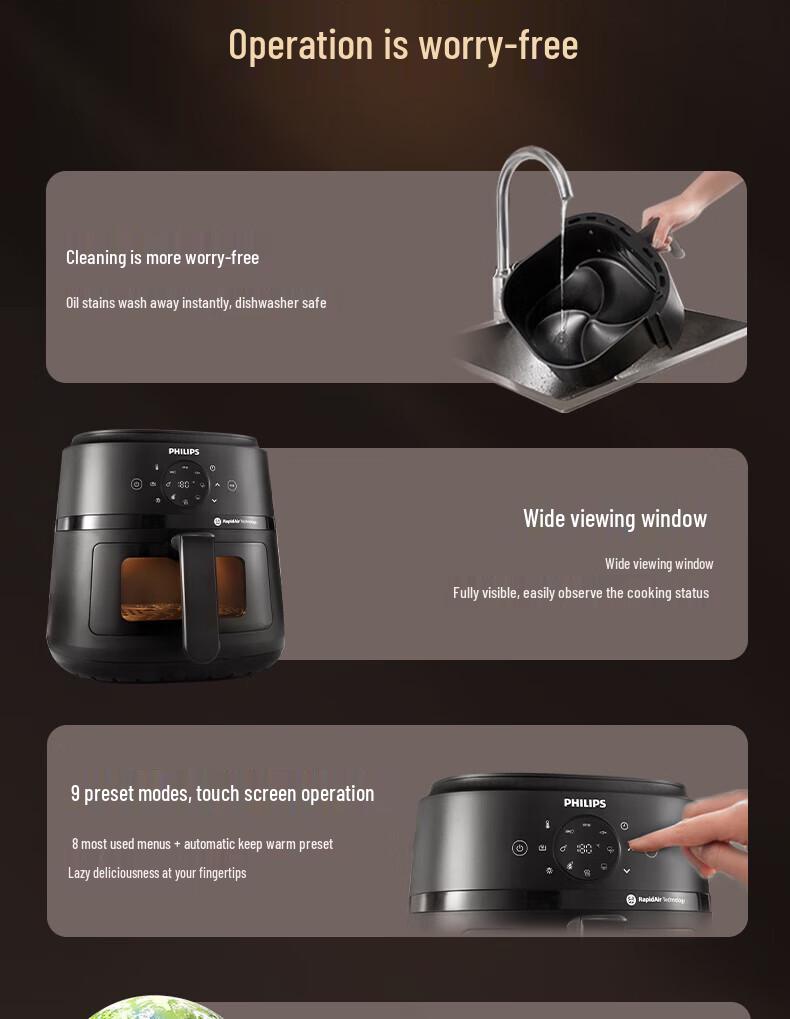 Аэрофритюрница-духовка Philips Starfish No-Flip, 6,2 л, с антипригарным покрытием, легко чистить (модель: NA230/00)