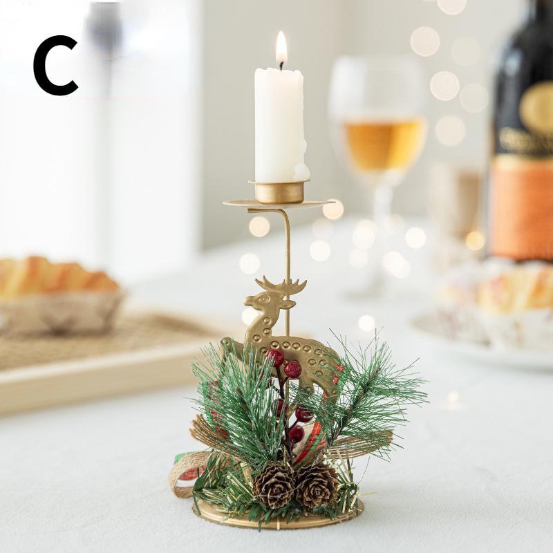 Christmas Golden Wrought Iron Candle Holder Window Table Decor Arrangement Christmas Decorations for Home Xmas Ornaments