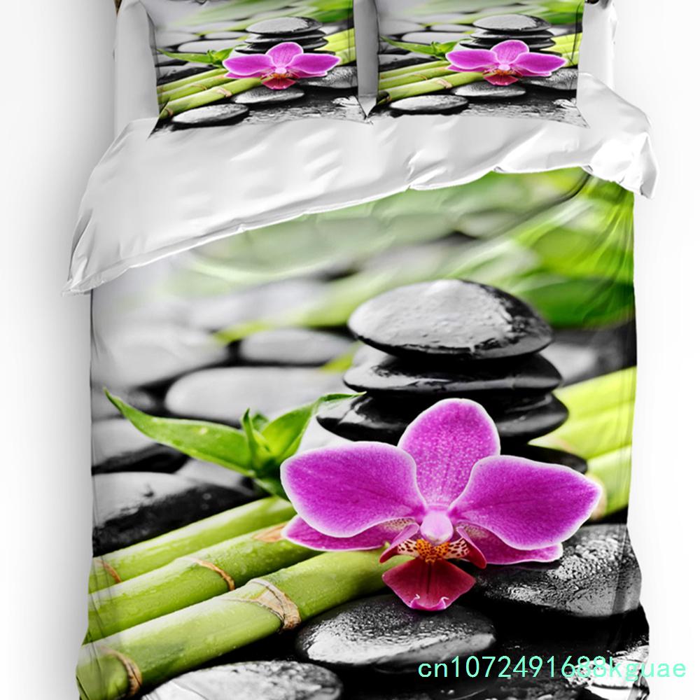 Комплект постельного белья Orchid Stones Bamboo Zen Green из 3 предметов для спальни, двуспальной кровати, домашнего текстиля, пододеяльника, наволочки