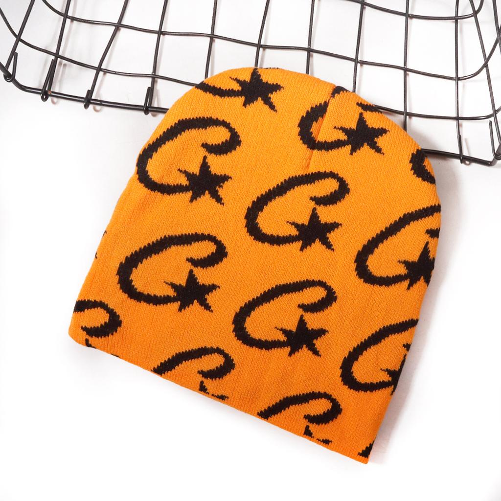 Звездная вязаная шапка в стиле y2k, зимняя теплая шапка для девочек, доступна в нескольких цветах, неформованная вязаная шапка