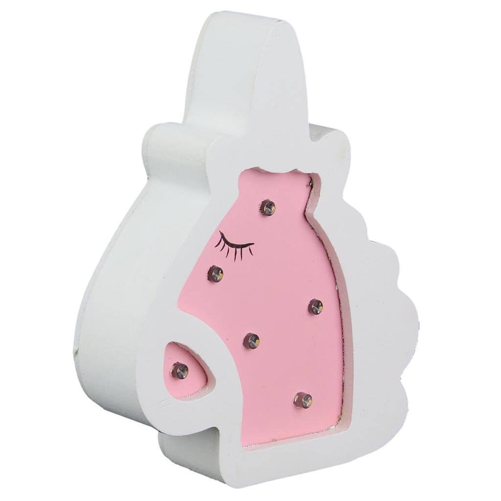 Les Trésors De Lily [Q4770] - Luminous Wooden Decoration 'Unicorn My Unicorn' White Pink - 13.5x13 Cm